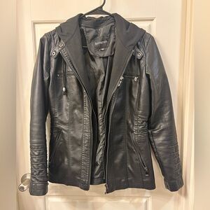 Women's Black Faux Leather Jacket-XS
